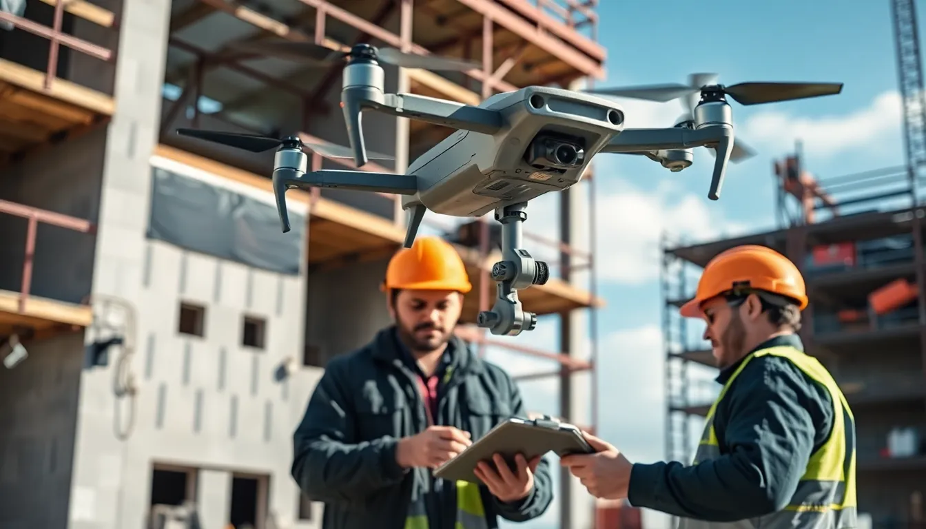 Hammer drone operating at a construction site.
