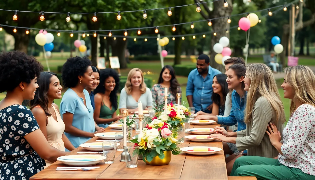 diverse group celebrating at a budget-friendly outdoor event.